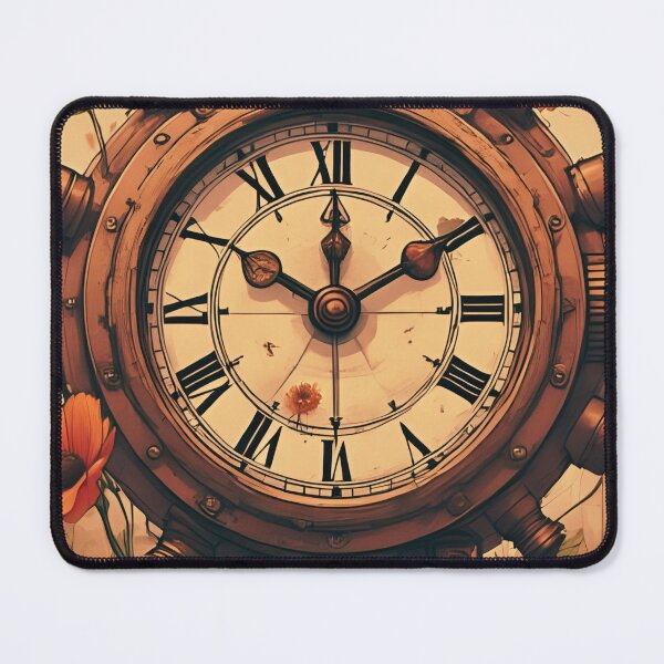 Item preview, "Cracked Timekeeper in Bloom" steampunk clock design. designed and sold by coolcomonshirts.