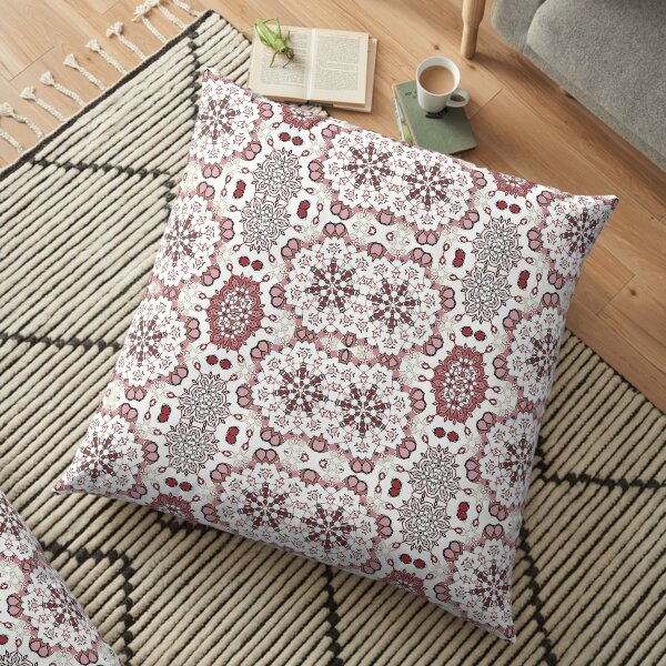 Rose Browns Cats Circle Design at Green Bee Mee Floor Pillow