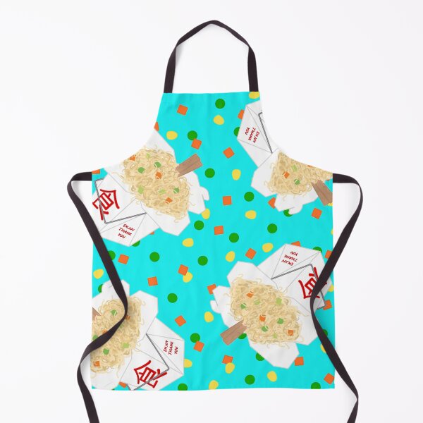 Item preview, Chinese Food Takeout LoMein Noodles Carrots Peas Vegetables Chopsticks On Turquoise Blue Green Teal designed and sold by MBeesShop.