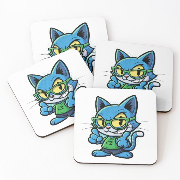 Item preview, Blue cartoon cat with glasses designed and sold by Nazardes.