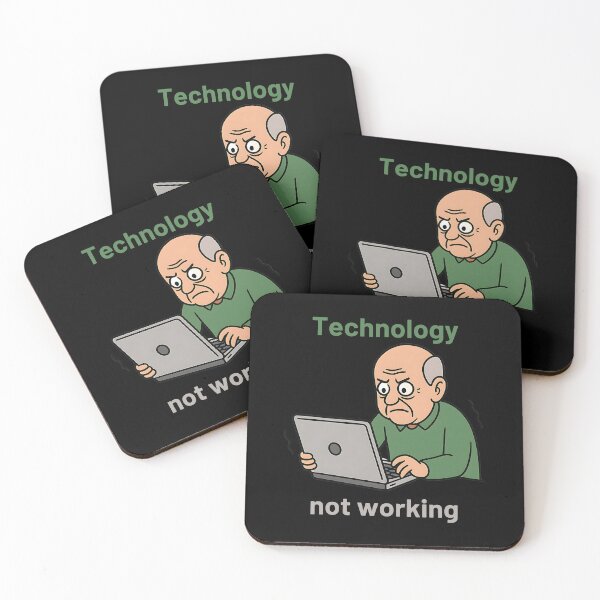 Item preview, Funny Technology Meme – "Technology Not Working" Angry Grandpa Cartoon designed and sold by NicoDesignArt.
