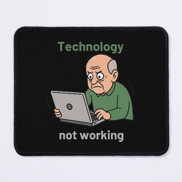 Item preview, Funny Technology Meme – "Technology Not Working" Angry Grandpa Cartoon designed and sold by NicoDesignArt.
