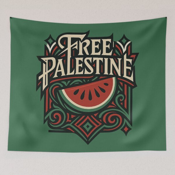 Item preview, Free Palestine – Watermelon Art with Traditional Arabic Motifs designed and sold by GirlyPopped.
