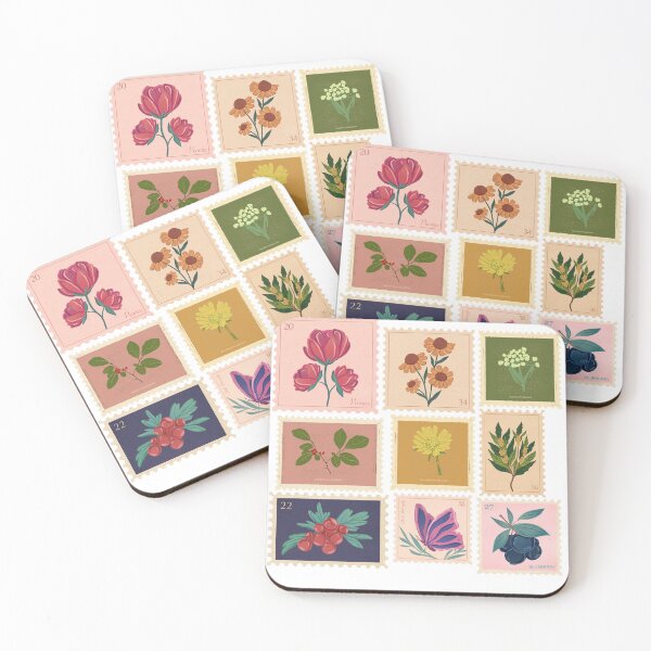 Item preview, Botanical Postage Stamps – Wildflowers & Garden Berries designed and sold by dijjaboutique.