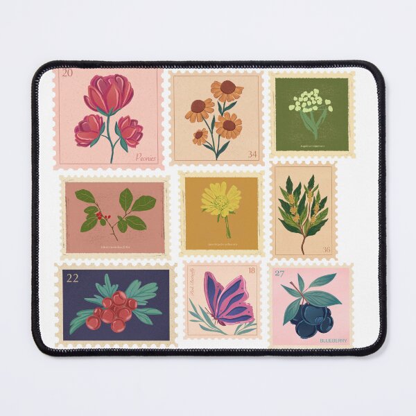 Item preview, Botanical Postage Stamps – Wildflowers & Garden Berries designed and sold by dijjaboutique.