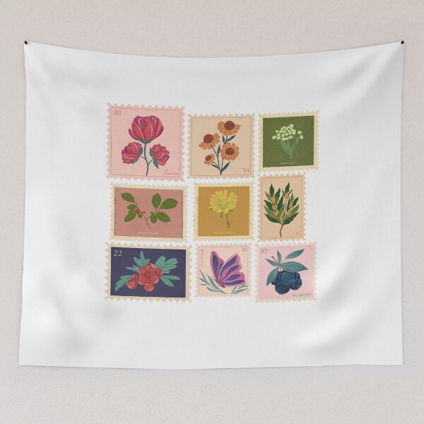 Item preview, Botanical Postage Stamps – Wildflowers & Garden Berries designed and sold by dijjaboutique.