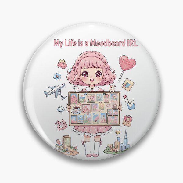 Item preview, My Life is a Moodboard IRL – Kawaii Aesthetic Collage Girl Digital Art designed and sold by AnnDesignStudio.