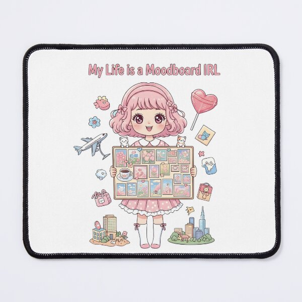 Item preview, My Life is a Moodboard IRL – Kawaii Aesthetic Collage Girl Digital Art designed and sold by AnnDesignStudio.