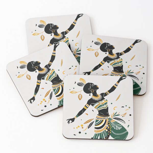 Item preview, Elegant African Dance Art | Green & Gold Cultural Illustration with Ornaments designed and sold by Shopstract.