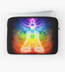 Chakras and energy flow on human body art photo print Laptop Sleeve