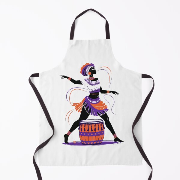 Item preview, Apron with Vibrant African Dance Art | Woman Drumming & Celebrating Culture designed and sold by Shopstract.