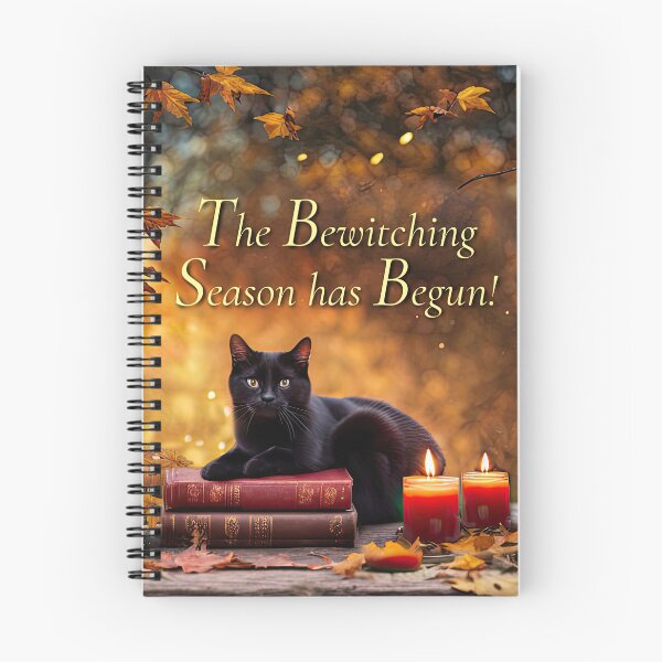 Item preview, Bewitching Enchanting Black Cat with Magic Books Candles and Pumpkins Fall Autumn Leaves Halloween designed and sold by Stephanie Laird.
