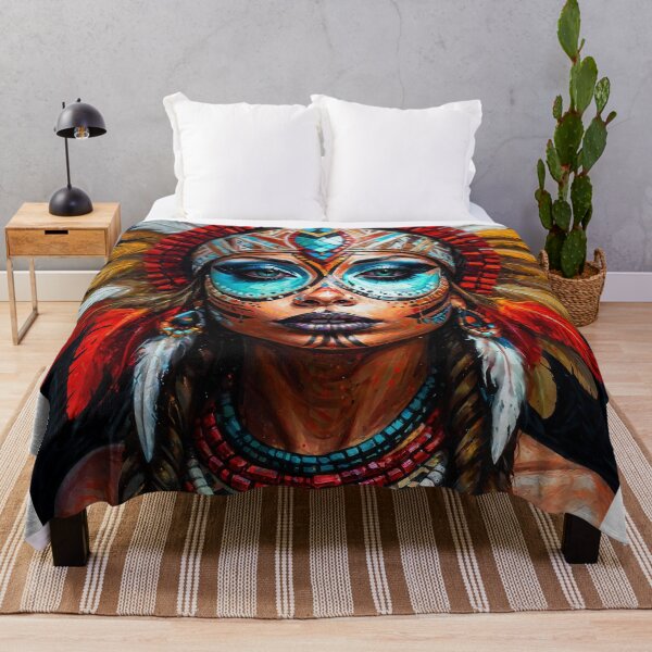 Item preview, Aesthetic Tribal Shaman Woman Portrait designed and sold by Shopstract.
