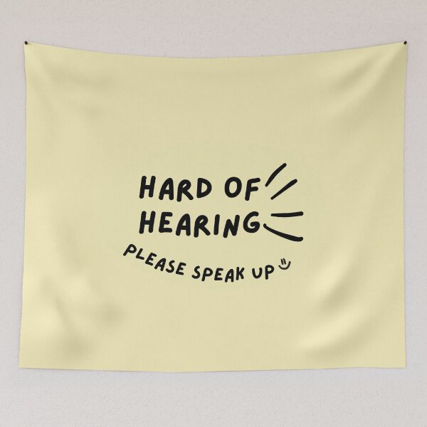 Item preview, Yellow Hard of Hearing Please Speak Up Doodle Design designed and sold by spooniecentral.