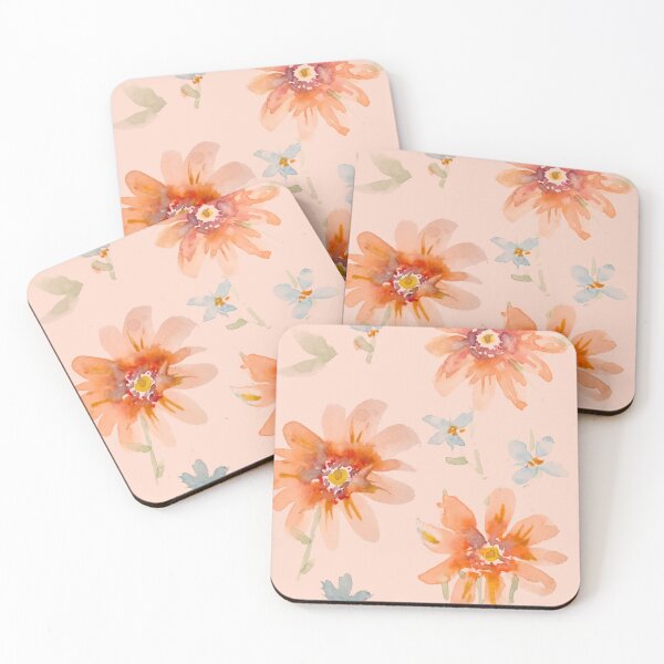 Item preview, Orange and blue watercolor flowers designed and sold by Kara Draws.