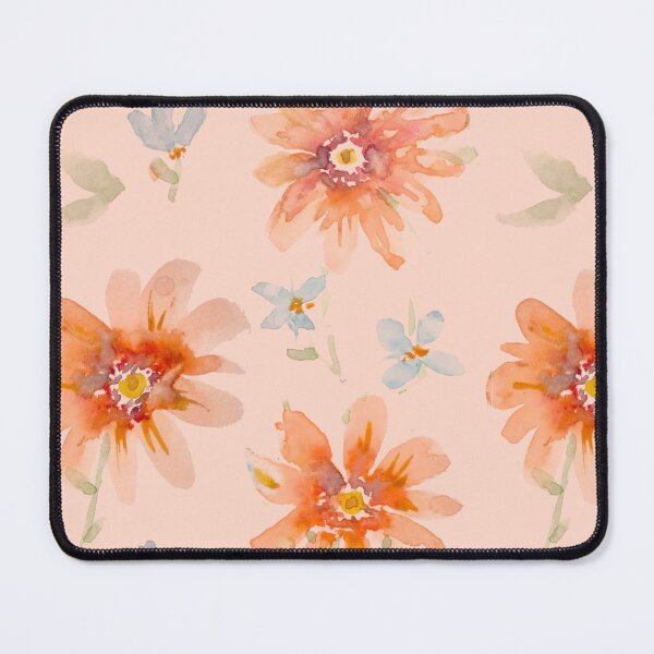 Item preview, Orange and blue watercolor flowers designed and sold by Kara Draws.