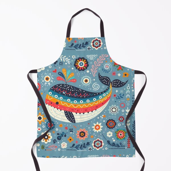 Artikelvorschau, Wunderlicher Blauwal im Folk Flower Waters - Skandinavische Volkskunst von heidiannemorris © entworfen und verkauft von FOLK ART FUSION by heidiannemorris.