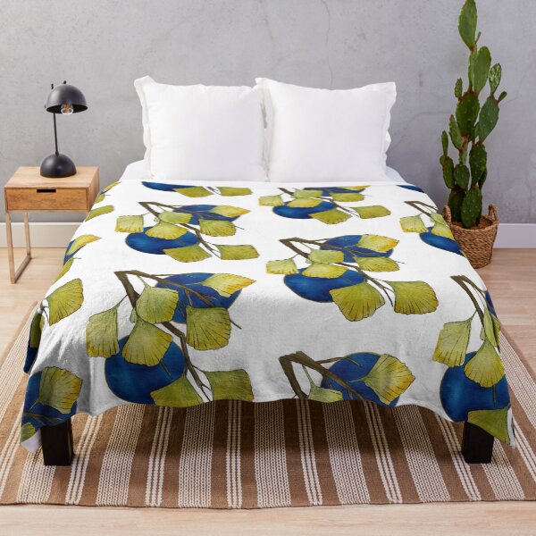 Item preview, Golden Ginkgo Leaves with Indigo Moons designed and sold by Art Explaurie.