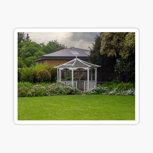 Item preview, Charming White Gazebo in Lush Garden with Flowers and Greenery designed and sold by Michael McGimpsey.