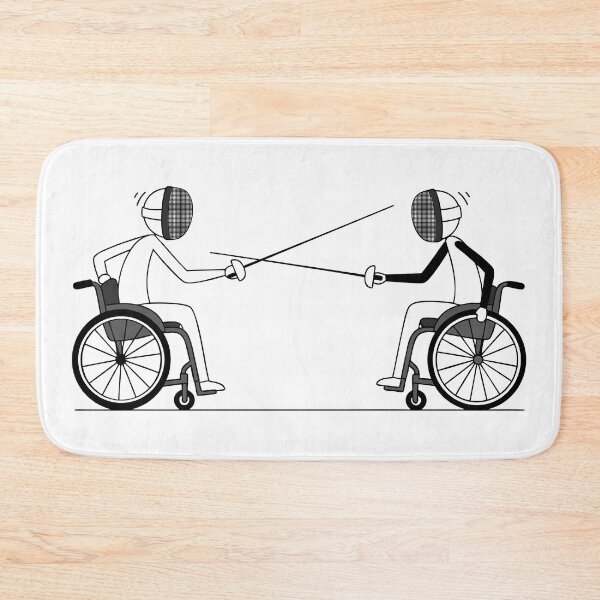Item preview, Two fencers in wheelchairs facing each other in an Olympic fencing competition designed and sold by AFernandesDSG.