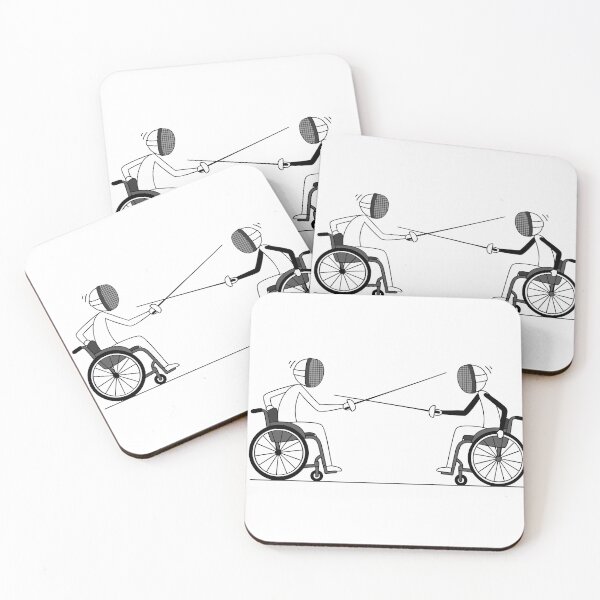 Item preview, Two fencers in wheelchairs facing each other in an Olympic fencing competition designed and sold by AFernandesDSG.