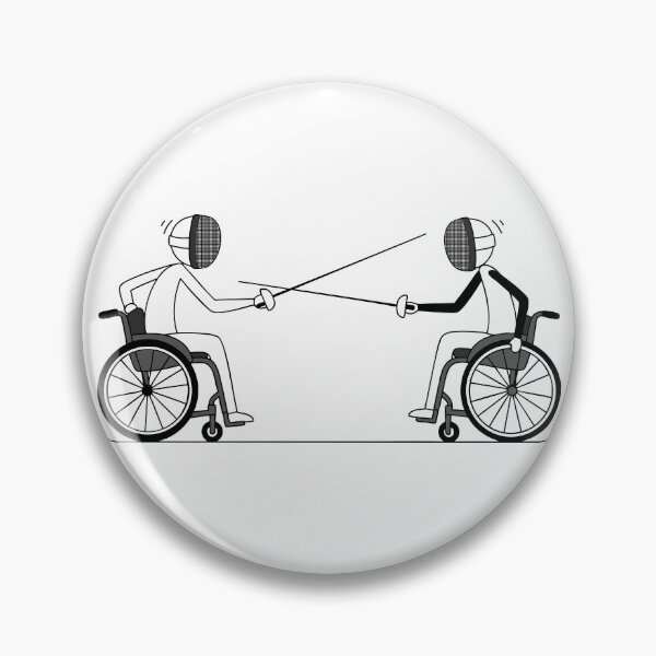Item preview, Two fencers in wheelchairs facing each other in an Olympic fencing competition designed and sold by AFernandesDSG.