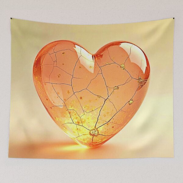 Item preview, Golden Cracked Heart Glow designed and sold by Health And Fitness Posts e-Store.