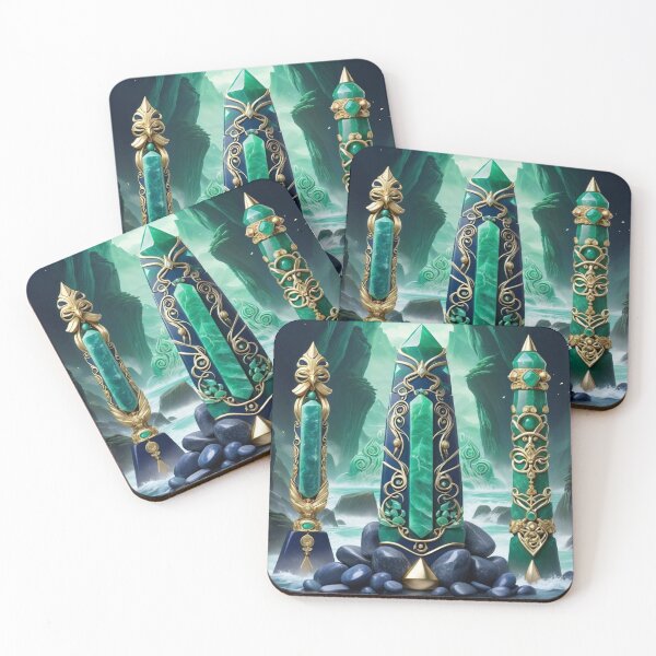 Item preview, Giant Blue Green Stones With Golden Wire And Tall Cliffs designed and sold by Melantari Vizuns.