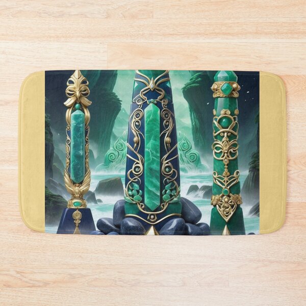 Item preview, Giant Blue Green Stones With Golden Wire And Tall Cliffs designed and sold by Melantari Vizuns.