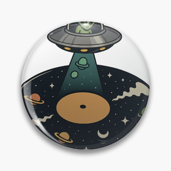 Item preview, Pegatina de vinilo con diseño de OVNI flotando sobre el espacio de Alien Turntable designed and sold by SEENABOVE.