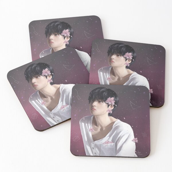 Item preview, Taehyung with pink flowers designed and sold by VanSin Arts.
