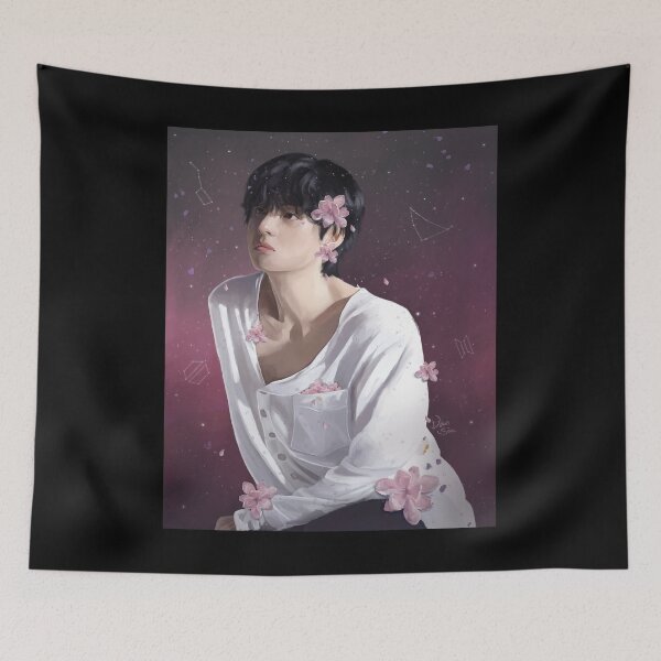 Item preview, Taehyung with pink flowers designed and sold by VanSin Arts.