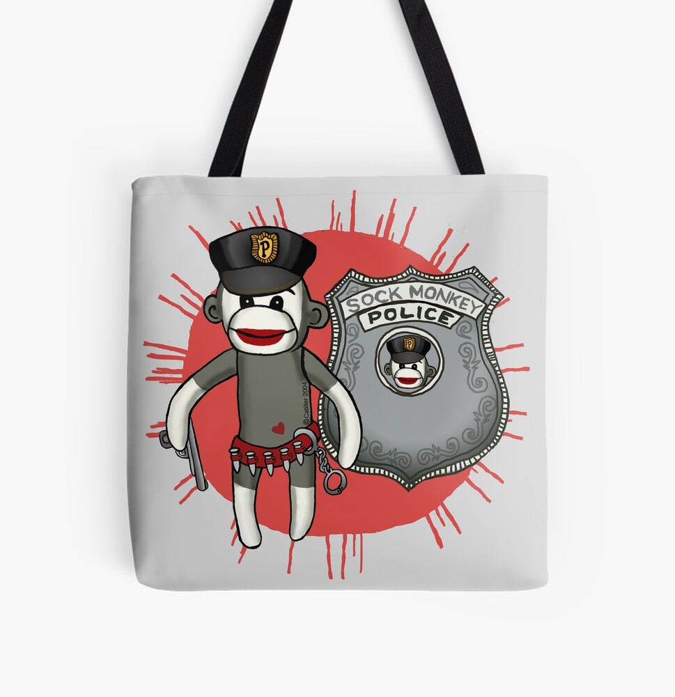Sock Monkey Police tote bag