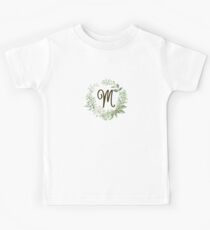 Monogram M Forest Flowers And Leaves Kids Tee