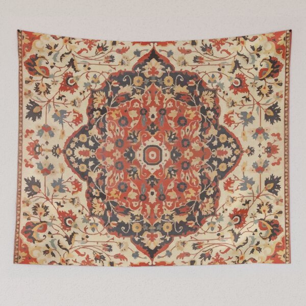 Item preview, Antique Persian Red Black Floral Pattern Print designed and sold by Vicky Brago-Mitchell®.