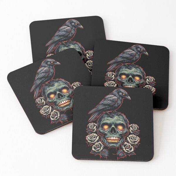 Item preview, Zombie Head with Roses - Crow  designed and sold by NightTimeJ.