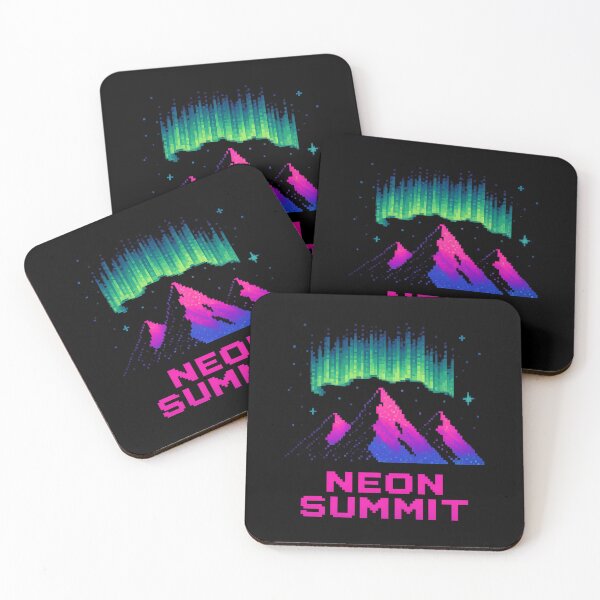 Item preview, Neon Summit Sticker – Retro Pixel Mountain Aurora designed and sold by MysticArtisan.