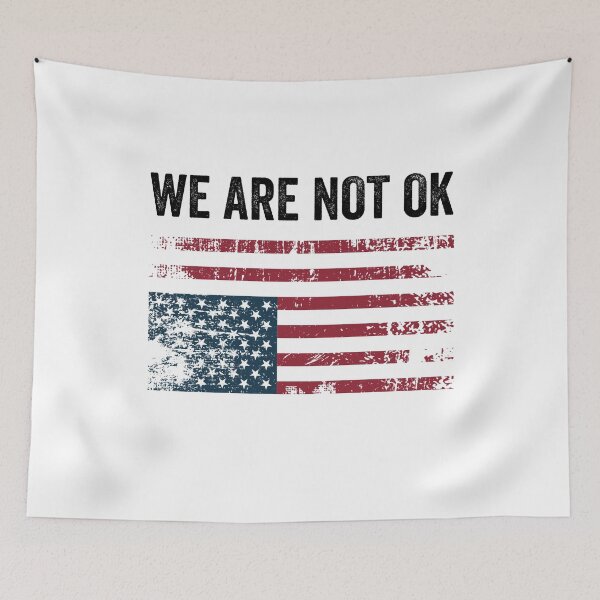 Item preview, We Are Not Ok Upside Down American Flag designed and sold by PixVib.