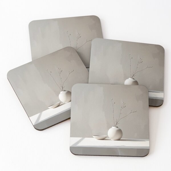 Item preview, Minimalist Still Life with Round Vase and Ceramic Bowl on White Surface designed and sold by Rue Market.