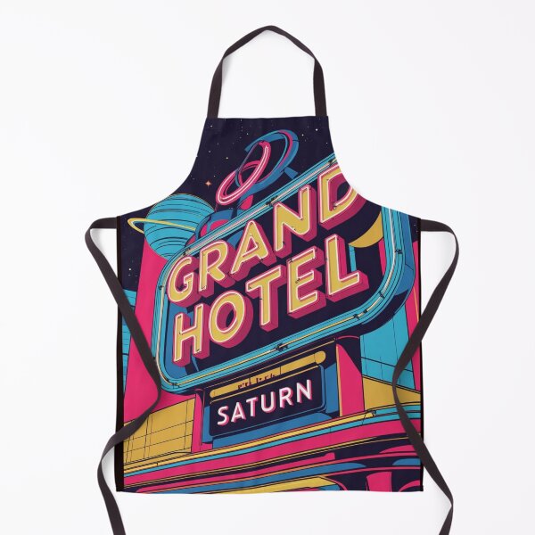 Item preview, Grand Rings Hotel Sign on Saturn with Neon Lights at Night designed and sold by Rue Design Company.