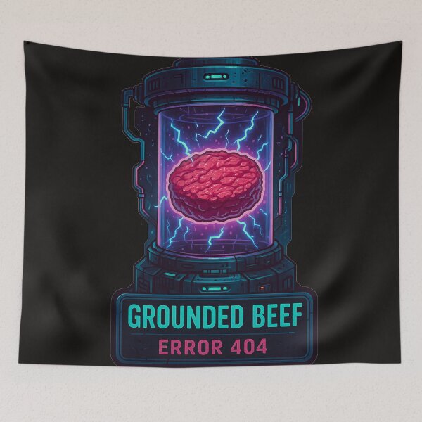 Item preview, Grounded Beef – Error 404 | Sci-Fi Glitch Meat Sticker designed and sold by Thaivi Design.