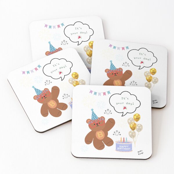 Item preview, Mono Bear Birthday  Celebration ( White / Transparent ) designed and sold by mintmono-studio.