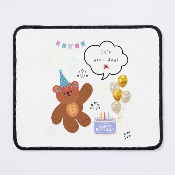 Item preview, Mono Bear Birthday Celebration ( White / Transparent ) designed and sold by mintmono-studio.