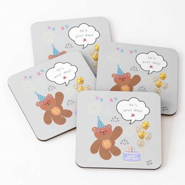 Item preview, Mono Bear Birthday – Soft Gray Celebration designed and sold by mintmono-studio.