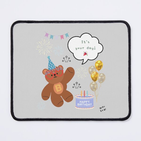 Item preview, Mono Bear Birthday – Soft Gray Celebration designed and sold by mintmono-studio.