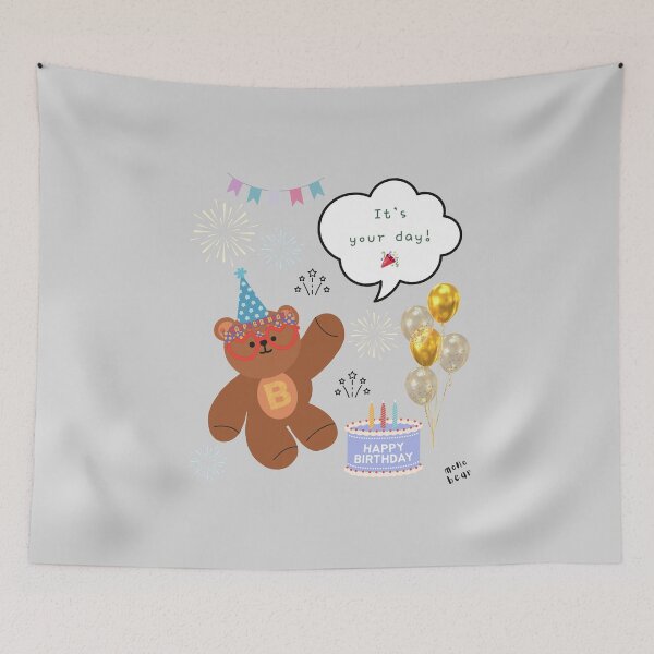 Item preview, Mono Bear Birthday – Soft Gray Celebration designed and sold by mintmono-studio.