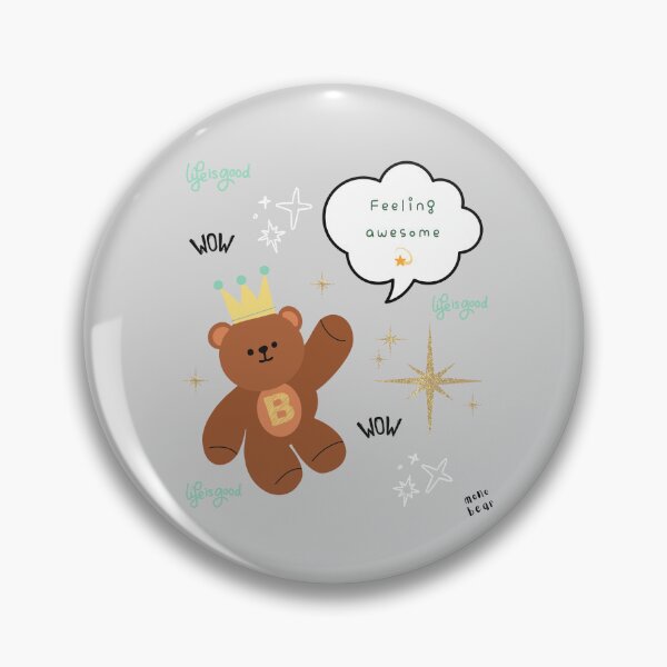 Item preview, Mono Bear Message – Feeling Awesome (Gray Background ) designed and sold by mintmono-studio.
