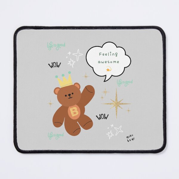 Item preview, Mono Bear Message – Feeling Awesome (Gray Background ) designed and sold by mintmono-studio.