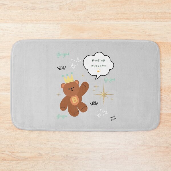 Item preview, Mono Bear Message – Feeling Awesome (Gray Background ) designed and sold by mintmono-studio.