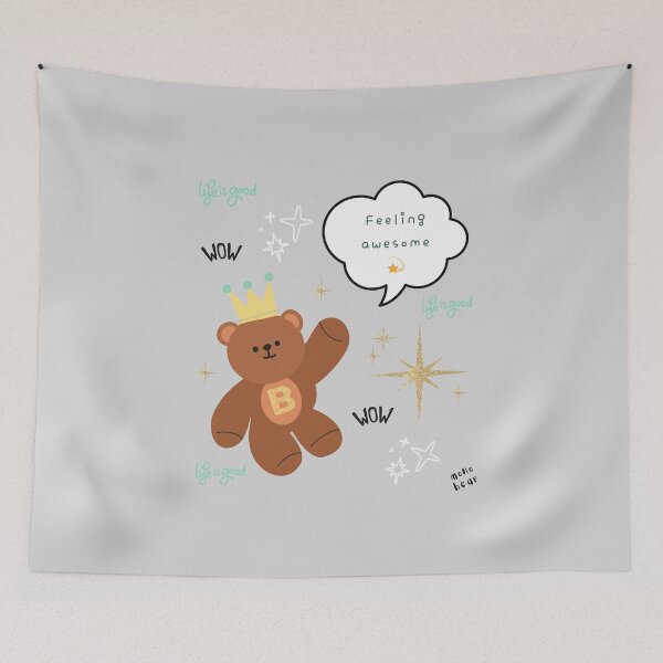 Item preview, Mono Bear Message – Feeling Awesome (Gray Background ) designed and sold by mintmono-studio.